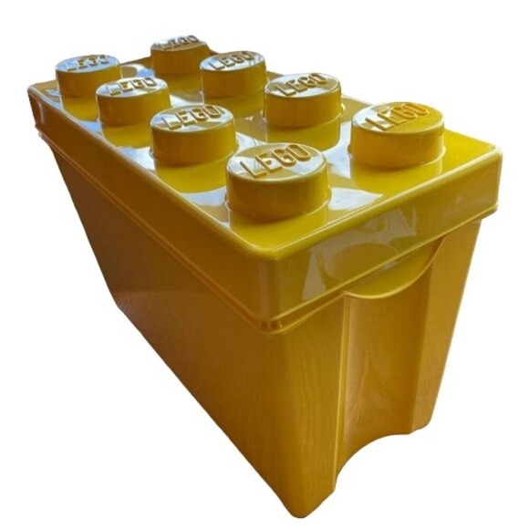 Lego Storage Box Yellow Covered Stackable Tub Lid Store Toys 14x10x7 inches Gift - Picture 2 of 12